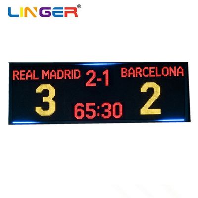 Tableau de bord électronique de football en plein air avec le nom de l'équipe