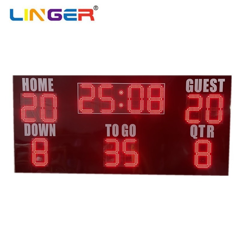 Tableau de bord de football américain avec horloge principale/score/essai/à la ligne/quart-temps
