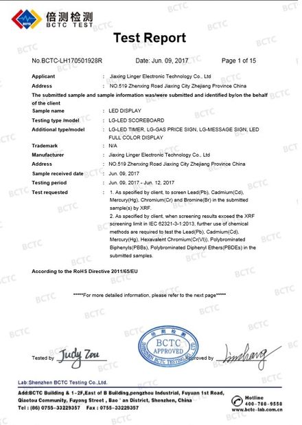 Chine Jiaxing Linger Electronic Technology Co., Ltd. certifications